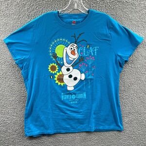 Disney Parks Womens Graphic Tee 2X Olaf Epcot Flower Garden Festival Nostalgia